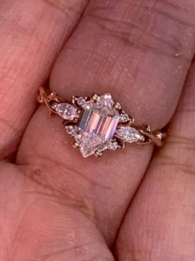 Unique Hexagon Cut Moissanite Vine Gemstone Ring Set 2pcs