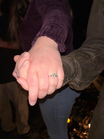 Cluster Pear Cut Moss Agate Seven Stones Ring Set 2pcs