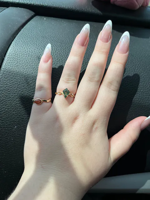 Unique Kite Cut Moss Agate Leaf and Vine Ring Set 2pcs