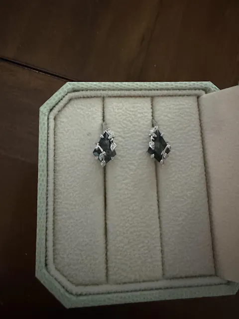 Kite Cut Moss Agate Leafy Earrings Anniversary Gift for Her