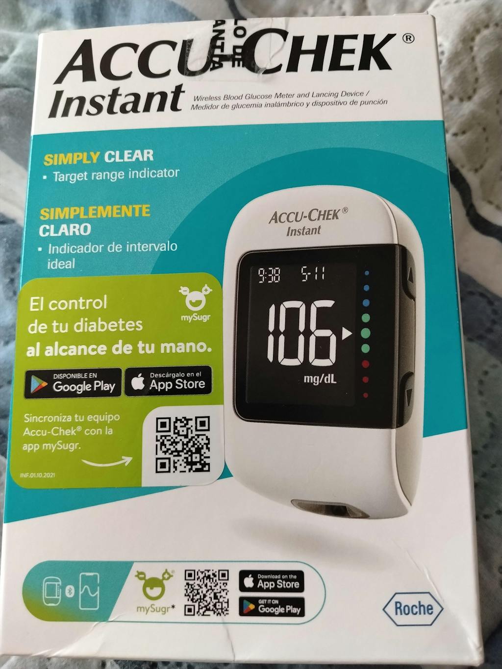 Pack Glucómetro Accu-Chek® Instant 50 tiras + 10 lancetas