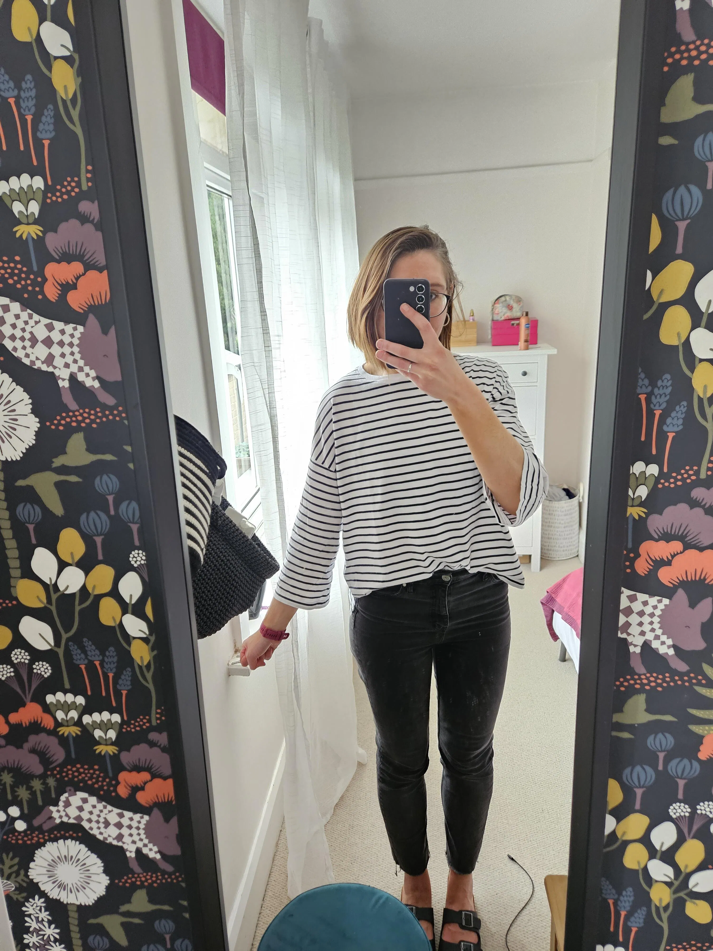 Erin 3/4 Organic Cotton Black T-Shirt