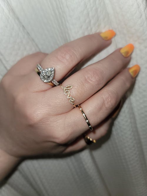 14K Gold Diamond Pave Love Statement Script Ring