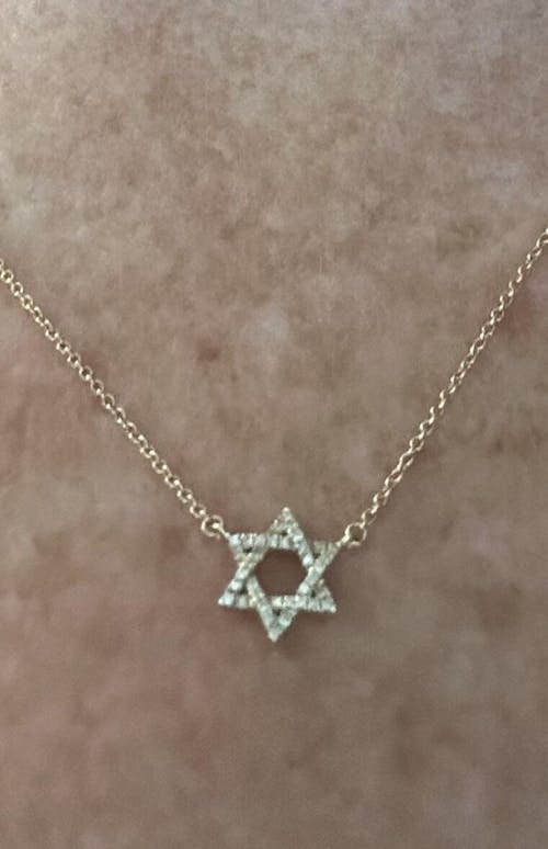 14K Gold Star Of David Diamond Necklace