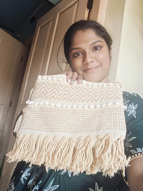 Handwoven Boho-Chic Shoulder Small Bag with Fringe Detailing (Copy)