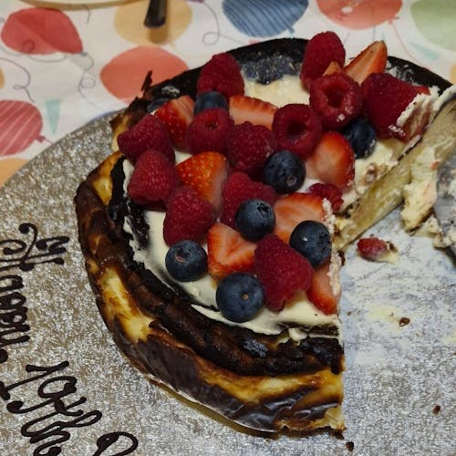 Personalised Mixed Berry Topped Basque Cheesecake