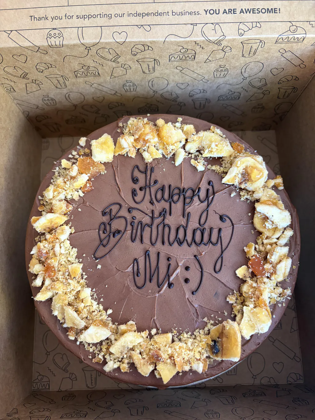 Personalised Vegan Peanut Butter & Chocolate Banana Cake