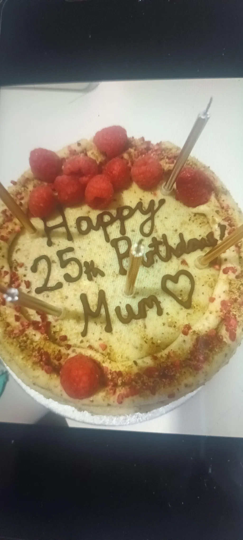 Personalised Pistachio & Raspberry Cake