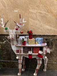 Rudolph the Reindeer Decoration Shelves in Red Cotton Gingham