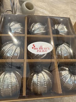 3in Round Silver Beaded Glass Ornament Ball