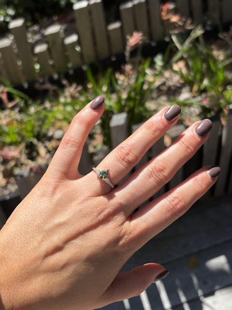 Sapphire trilogy ring - 1.18ct pear sapphire