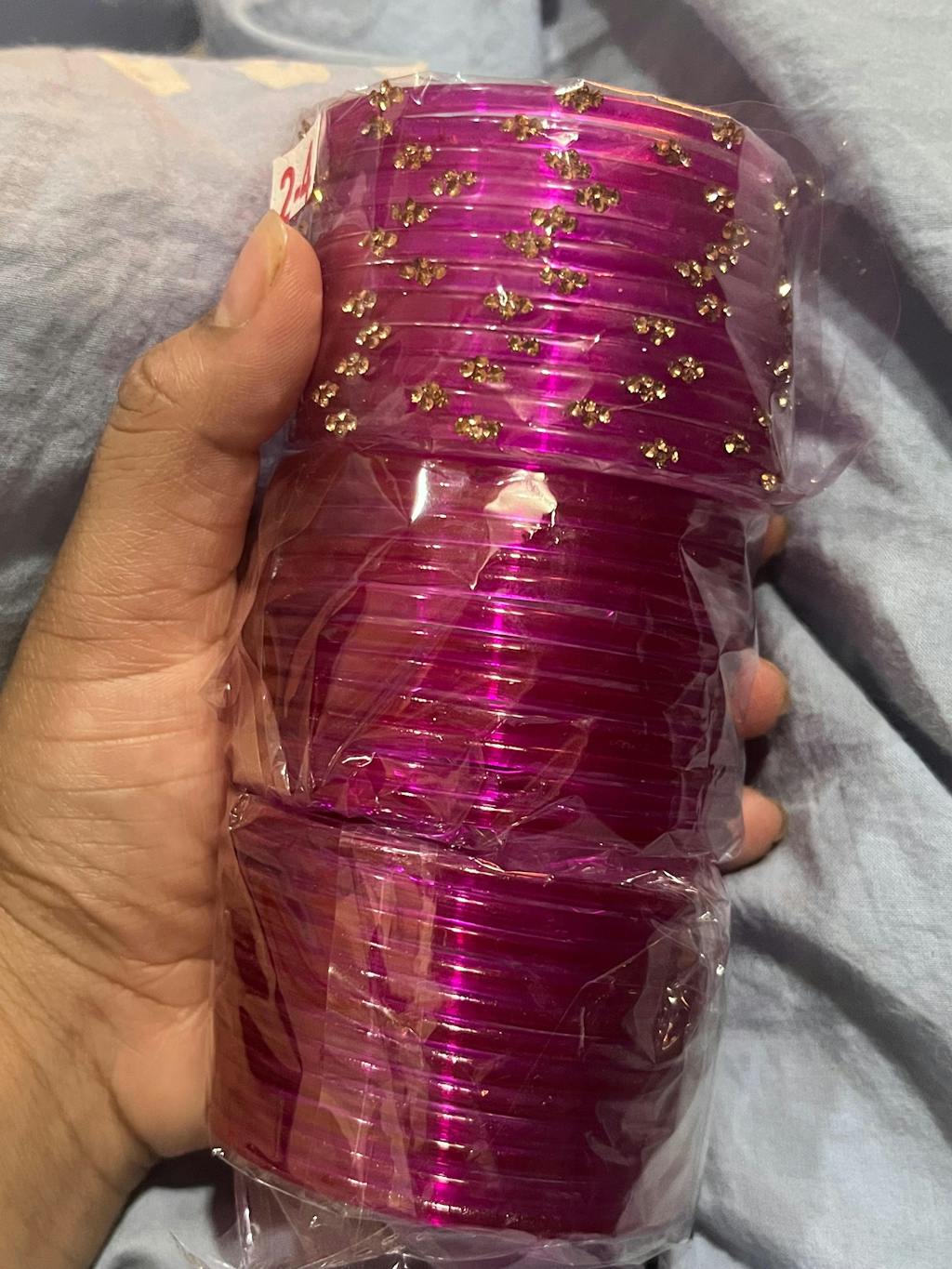 Gudhal | Rani Pink Stone Studded Glass Bangle (Set of 12) | Kanchan 2024