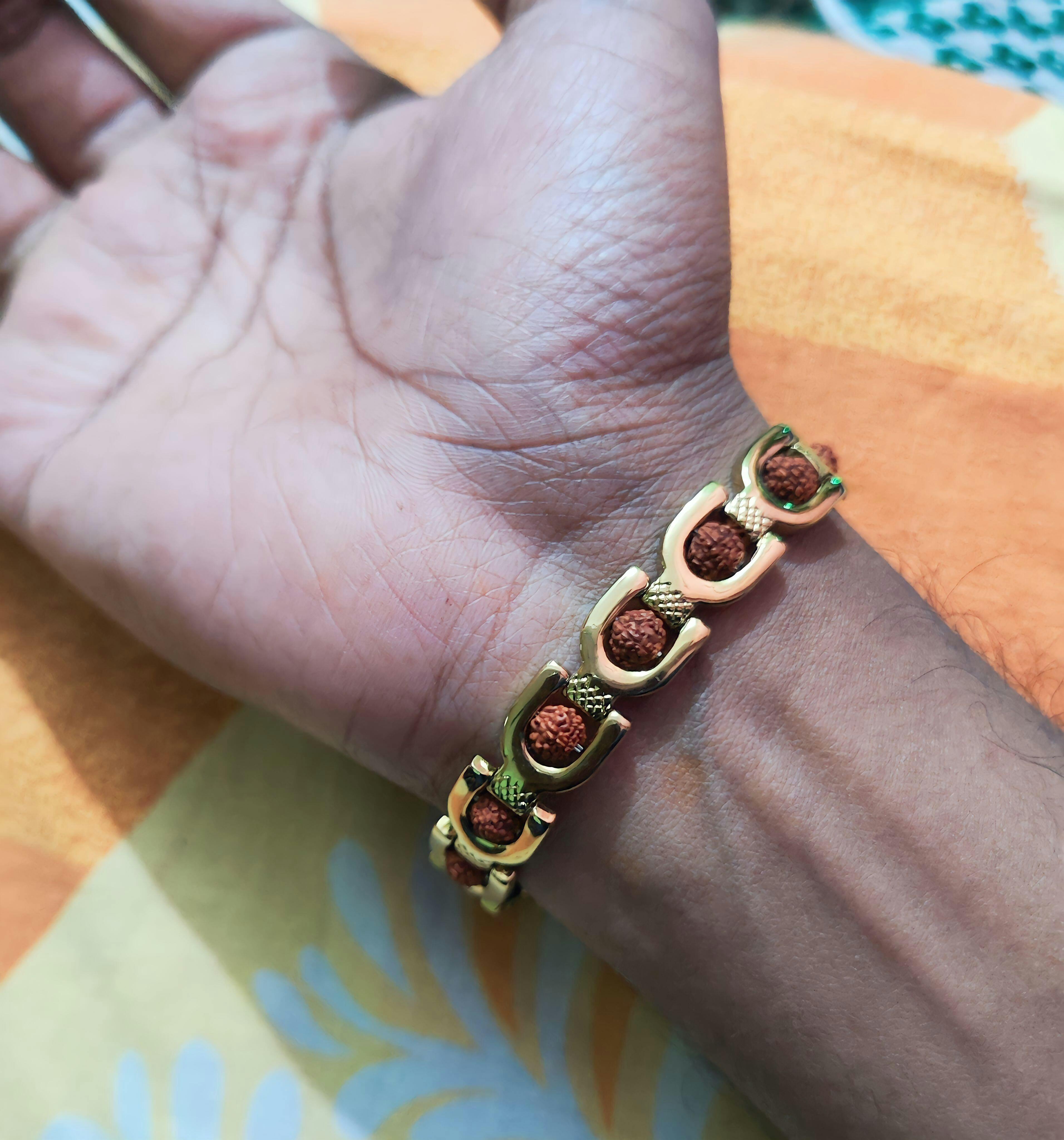 Gold Plated Prime Rudraksha Bracelet For Men Japam