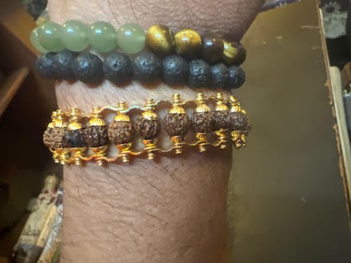 Gold Plated Modern Rudraksha Ki Rakhi - Complete Rakhi Hamper