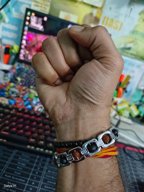 Silver Plated Essential Rudraksha Karungali Bracelet