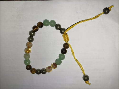 Money Magnet Fusion Tie-Up Band with Pyrite, Tiger Eye, Citrine & Aventurine Beads