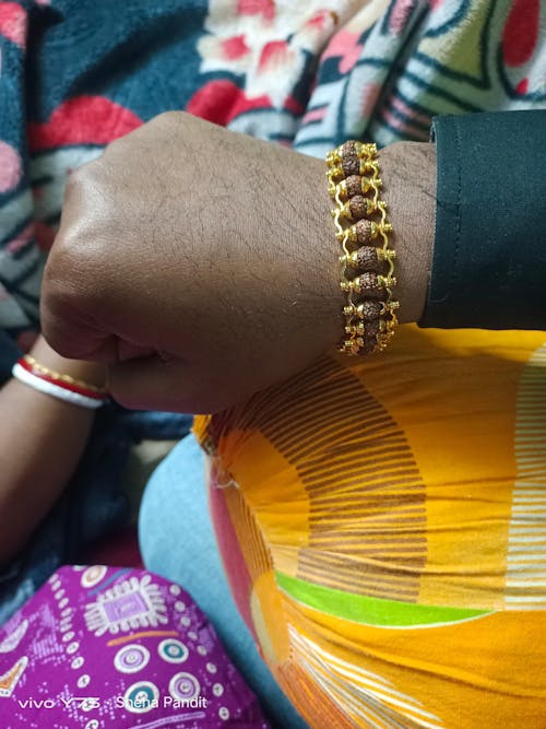 Gold Plated Modern Rudraksha Bracelet