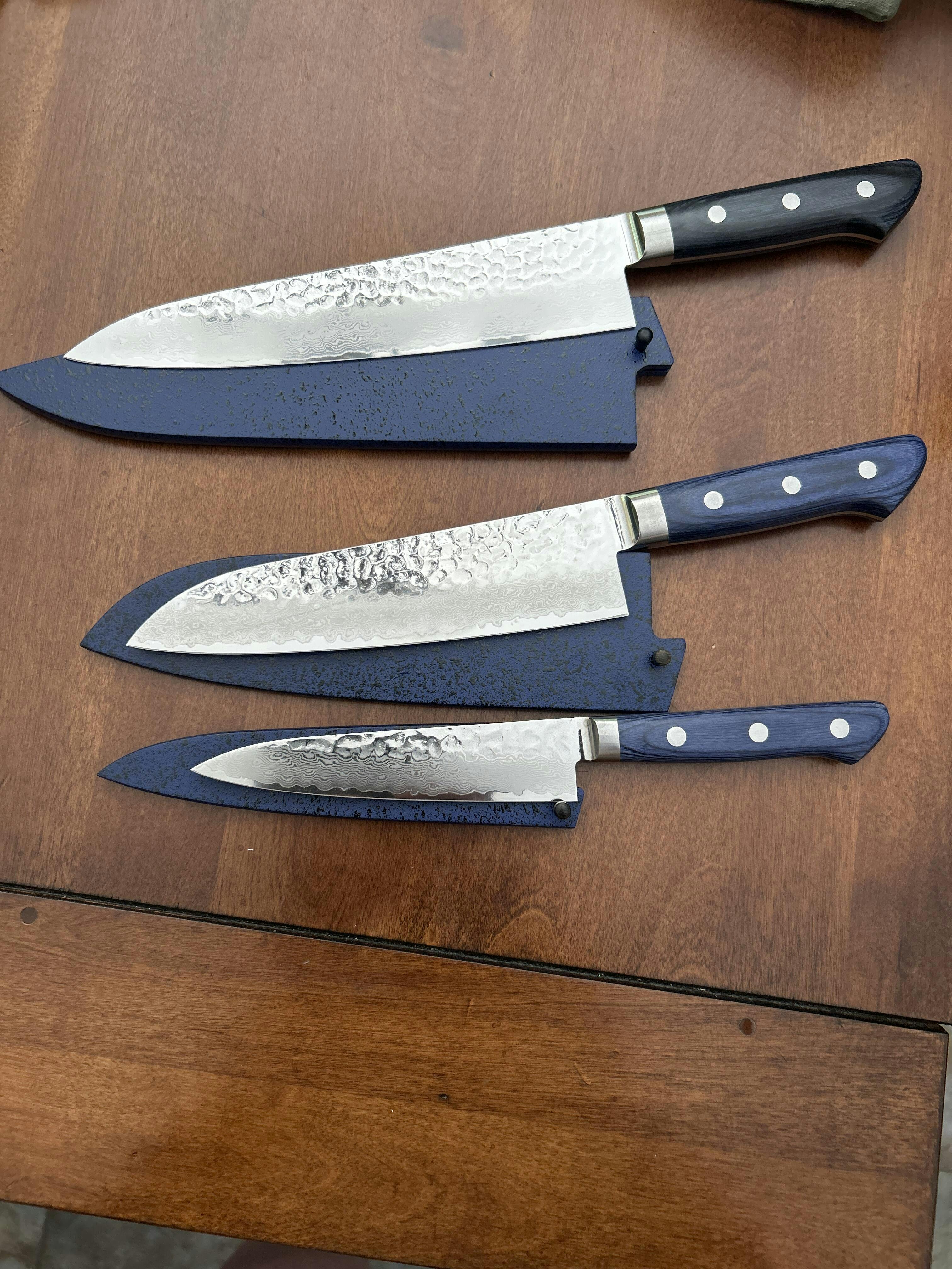 Blue Lacquered Wooden Saya (Sheath) For Gyuto210mm
