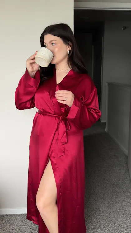 Women's Long Silk Robe  Burgundy Red Mulberry Silk Dressing Gown | Luxury  Bridal & Lounge Bathrobe  Jasmisilk