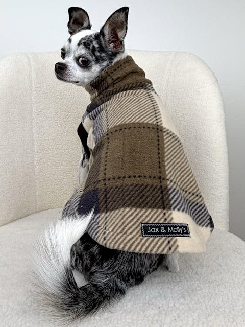 Brown & Cream Neutral Plaid Dog Sweater- Made to Order
