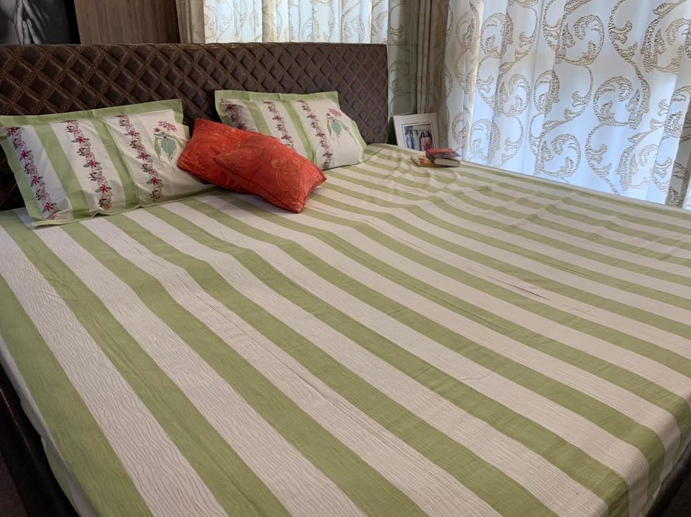 Green Stripes Bedsheet & Pillow Covers
