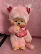 Peluche Monchhichi KIKI Fille Rose Pinky Fleurs Sakura 20 cm