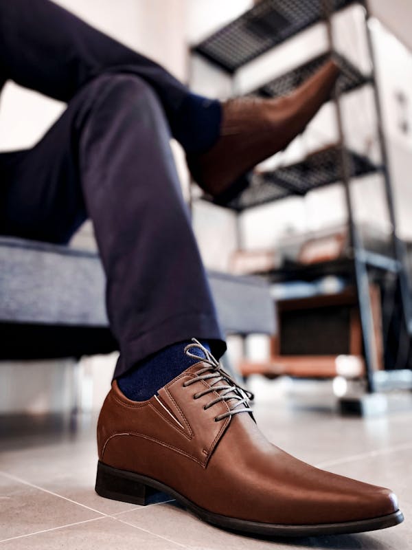 Mr. Parkinson Brown Vegan 8cm | 3.2 Inches Taller Formal Heeled Shoes