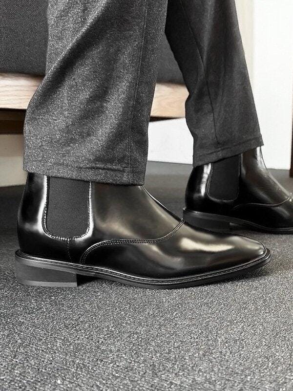 Mr. Waldo 7cm | 2.8 inches Black Chelsea Instant Height Lift Boots