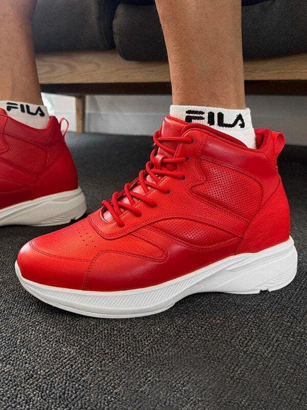 Mr. Pippen 8cm | 3.2 inches Bold Red Leather Instant Lift Sneakers