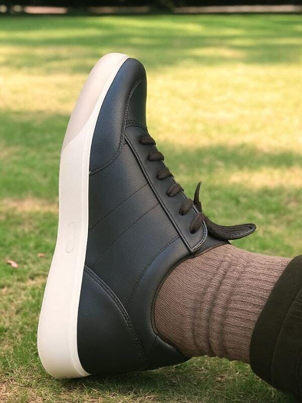 Mr. Federer 7cm | 2.8 inches Timeless Black Elevated Casual Shoes