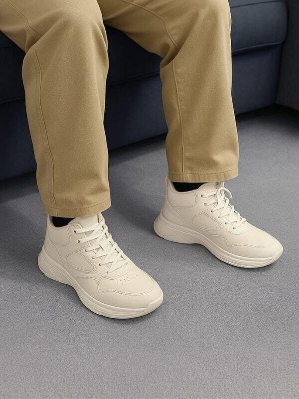 Mr. Pippen 8cm | 3.2 inches Classic White Leather Casual Elevator Sneakers