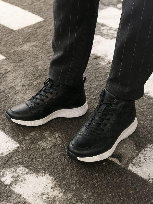 Mr. Pippen 8cm | 3.2 inches Taller Black High Top Leather Kicks