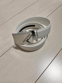 Mens Ladies Golf Belt  ゴルフウェア 男女兼用 ベルト 本革 レザー 白 自動バックル 穴なし スライド 幅3.5cm  長さ125cm