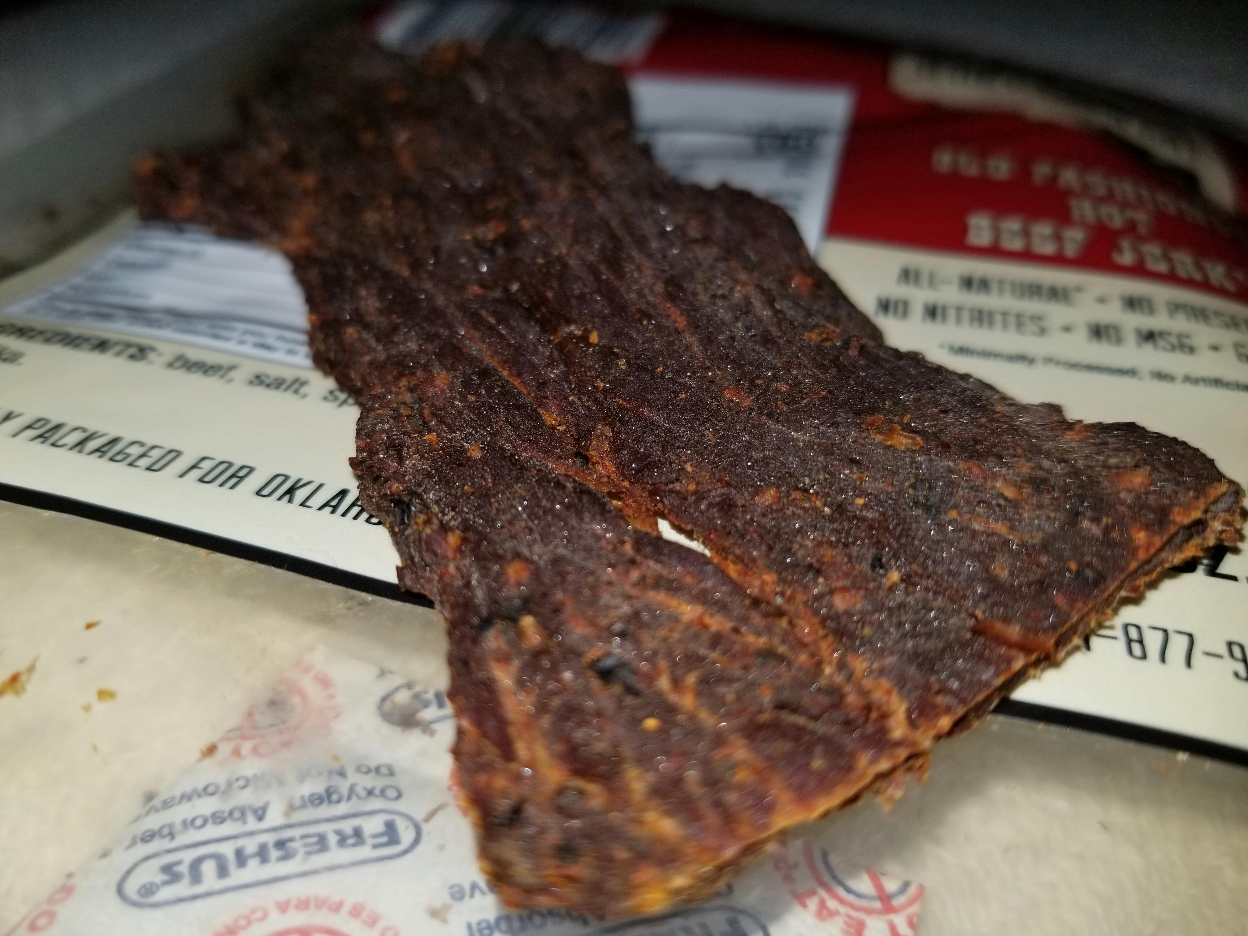 Hot flavored Beef Jerky Old Fashioned Style Tougher to chew Jerky com