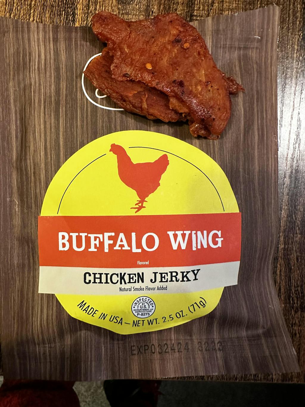 Buffalo Wing Chicken Jerky All Natural & tasty.