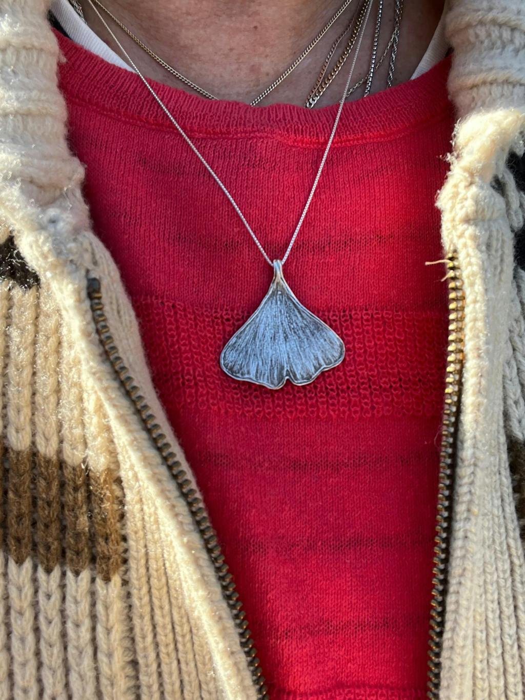 Sterling Silver Ginkgo Leaf Necklace