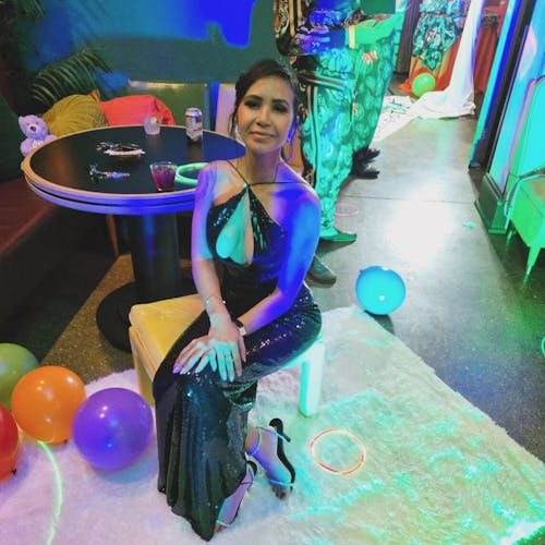 Caroline Sequin Backless Maxi Dress