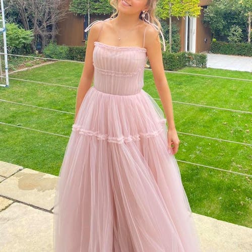 Alluring Beauty Tie-Strap Tulle Maxi Dress