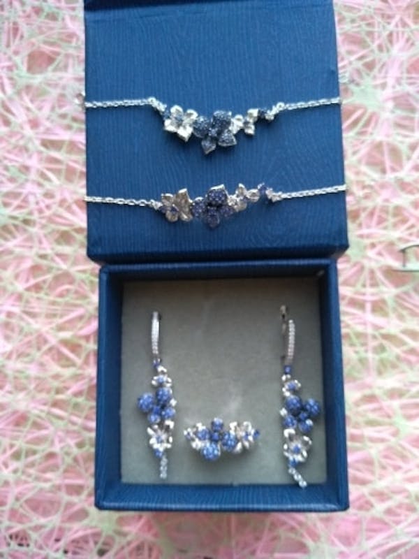 Stunning Blue Flower Fine Jewelry Set