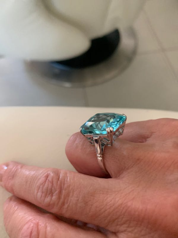 Vintage Style Aquamarine 925 Sterling Silver Ring