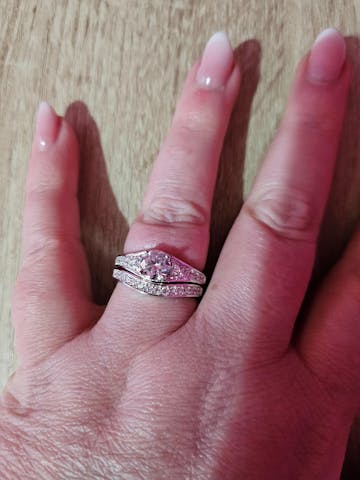 925 Sterling Silver Round Centre Cz With Fancy Channel Set Band Ladies Bridal Ring Set