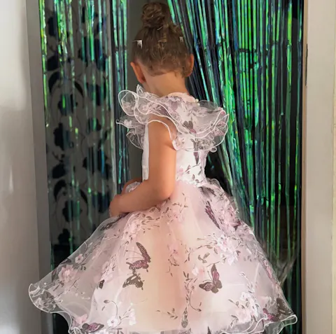 Elegant Pink Colorful 1st Birthday Girl Dress J218