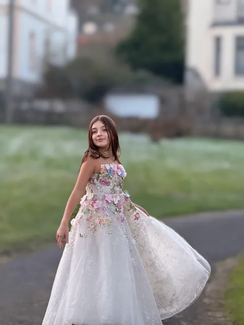 Floral Luxury Long Girl Dress for Princess Birthday Pageant J292A