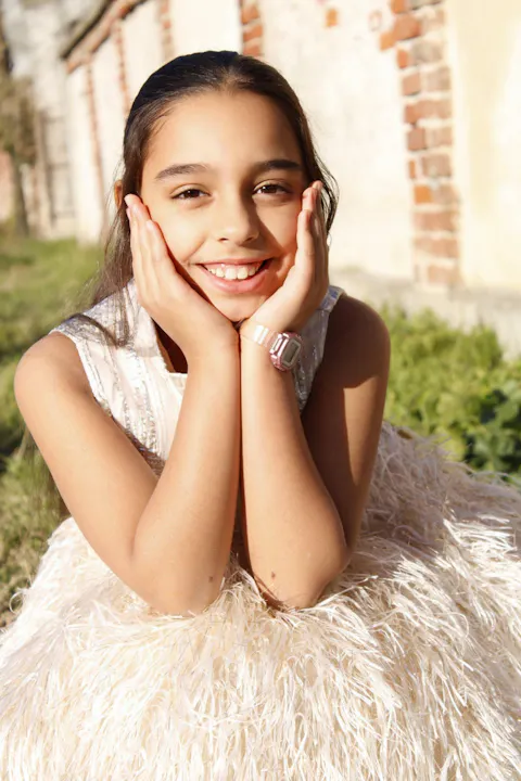 Luxury Champagne Girl Dress Feathers Dubai Kids Pink J323