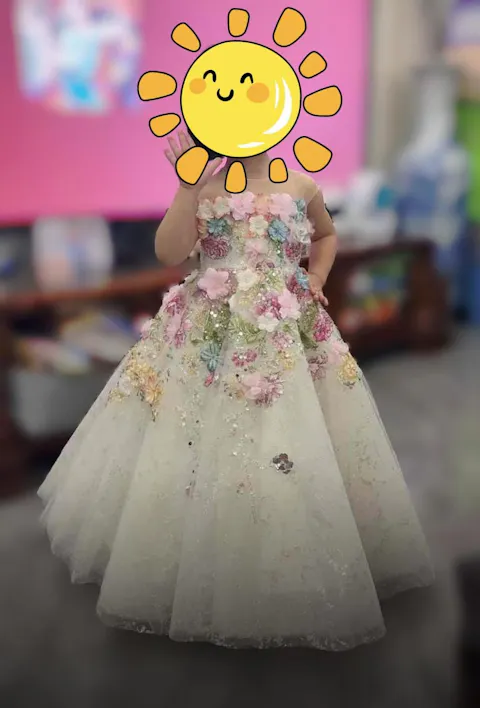 Luxury Floral Flower Girl Dress for Kids Wedding Pageant Party J292A