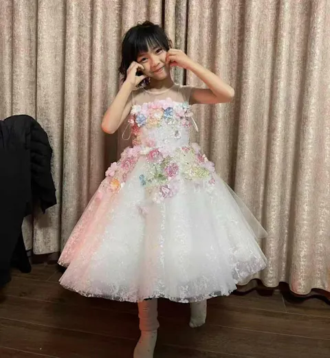 Luxury Floral Flower Girl Dress for Kids Pageant Party J404A
