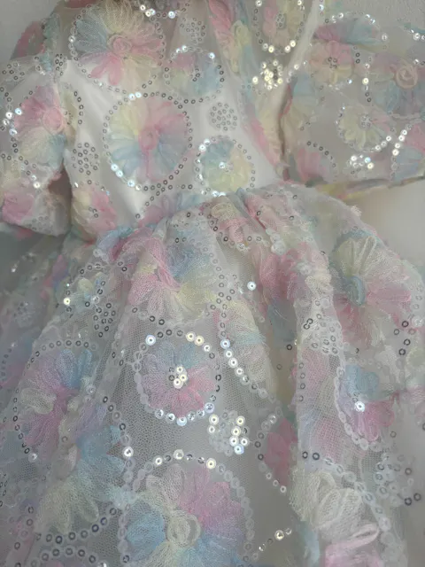 Cute O-Neck Sequined Pearl Flower Girl Dress With Bow J745