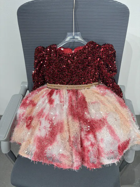 Burgundy Girl Dress for Kids Party Ball Gown J721
