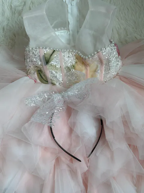 3D Floral Pink Ruffle Dress - Toddler Birthday Party Outfit D253