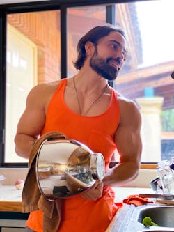 Men's Fitted Tank Top W/ Pocket - Orange